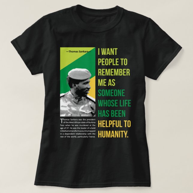 T-shirt Pour Hommes Femmes Thomas Révolutionnaire Sankara  (Design devant)