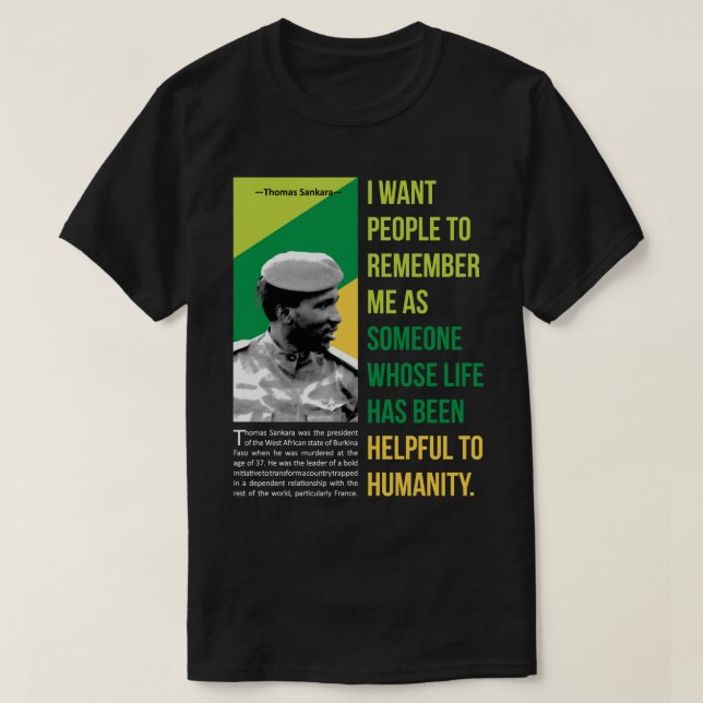 T-shirt Pour Hommes Femmes Thomas Révolutionnaire Sankara  (Design devant)