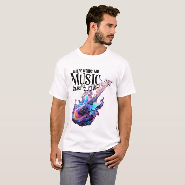 T-shirt pour hommes inspiration musique guitare él (Devant entier)
