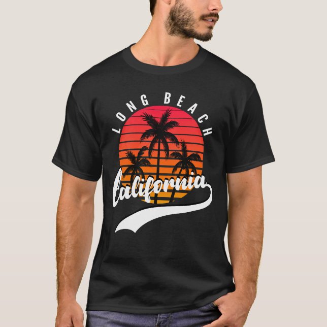 T-shirt pour hommes Long Beach, Californie Sunset  (Devant)