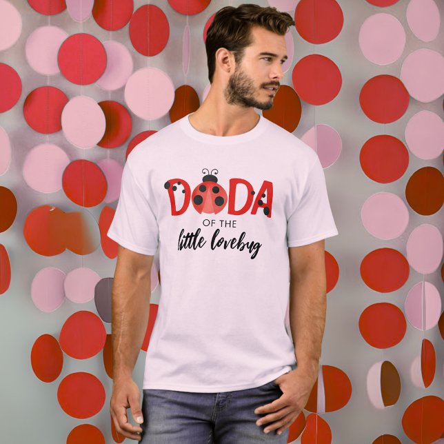 T-shirt pour la fête d'anniversaire de Dada du pet (Watercolor Ladybug Birthday Party Shirt for "Dada of the Little Lovebug")