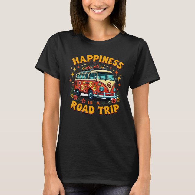 T-shirt pour le bonheur de l'autobus Retro VW (Devant)