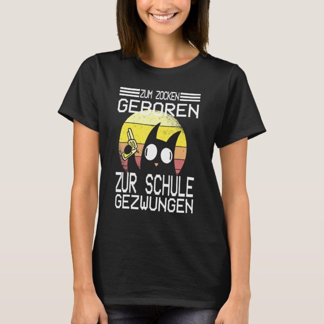 T-shirt Pour Le Jeu Né À L'École Forcé I Console Jeu (Devant)