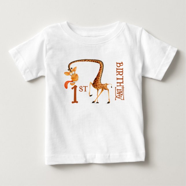 T-Shirt pour le premier anniversaire de bébé giraf (Devant)