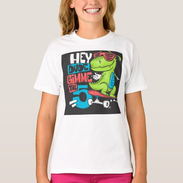 T-Shirt pour les enfants de Dino Skater Dino 5" (Devant)