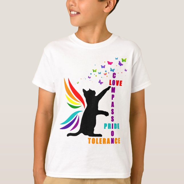 T-shirt pour les enfants Rainbow Pride Chat et pap (Devant)