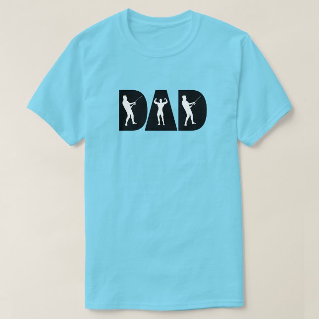 T-shirt Pour les papas puissants qui aiment pêcher la lumi (Design devant)