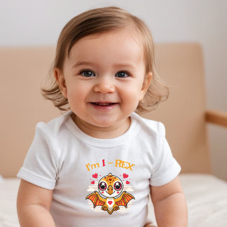 T-shirt Pour Les Tous Petits 1-Rex Birthday Shirt – Custom Name Gift