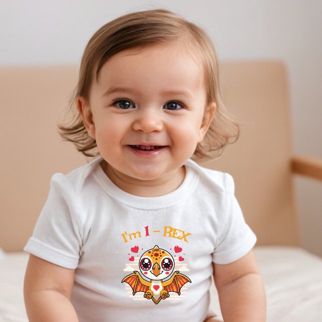 T-shirt Pour Les Tous Petits 1-Rex Birthday Shirt – Custom Name Gift (Créateur téléchargé)