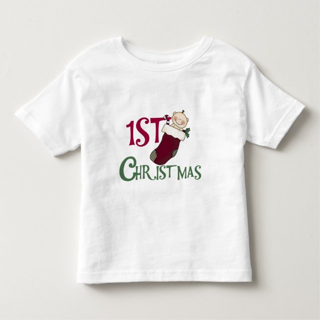 T-shirt Pour Les Tous Petits 1er Noël-bébé en stock (Devant)