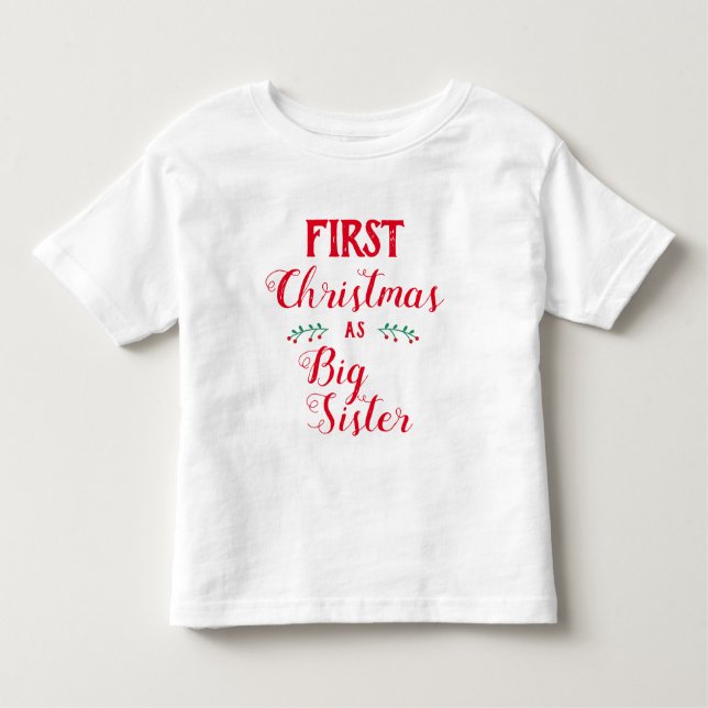 T-shirt Pour Les Tous Petits 1er Noël grande famille soeur jumelée texte rouge (Devant)