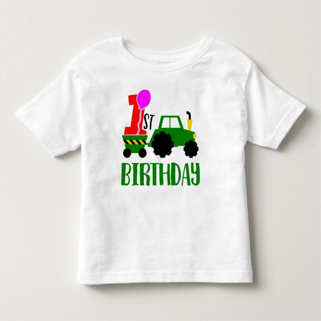 T-shirt Pour Les Tous Petits 1er tracteur anniversaire (Devant)