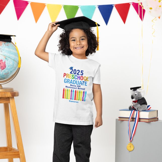 T-shirt Pour Les Tous Petits 2025 Diplômé préscolaire mignonne personnalisable (Créateur téléchargé)