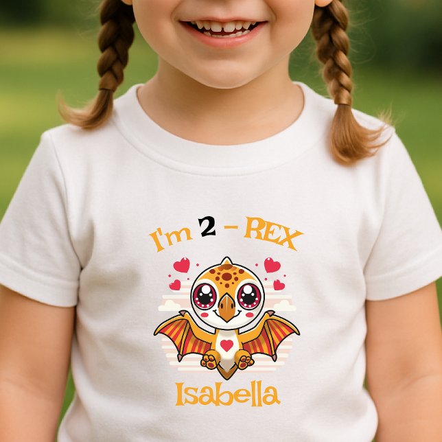 T-shirt Pour Les Tous Petits 2-Rex Birthday Shirt – Custom Name Gift (Créateur téléchargé)