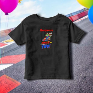 T-shirt Pour Les Tous Petits 2e Anniversaire Dinosaur Voiture Prêt Partez