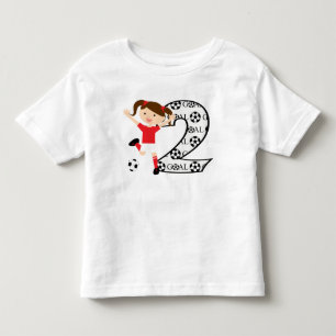 T-shirt Pour Les Tous Petits 2e anniversaire fille de football rouge et blanc