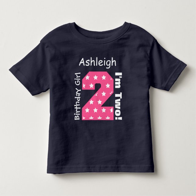 T-shirt Pour Les Tous Petits 2e anniversaire Fille ÉTOILES Nom personnalisé V15 (Devant)