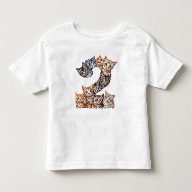 T-shirt Pour Les Tous Petits 2e anniversaire Kittens Chats Thème 2 ans Enfants (Devant)