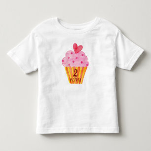 T-shirt Pour Les Tous Petits 2ème anniversaire - Cupcake baking girls aquarelle