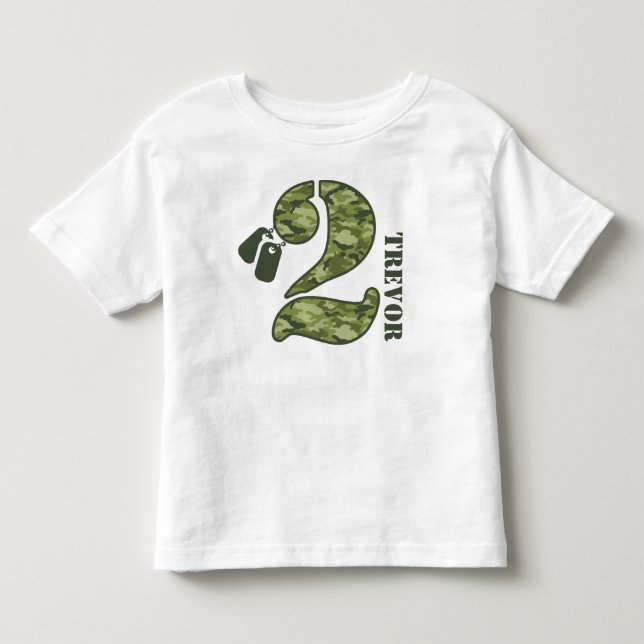 T-shirt Pour Les Tous Petits 2ème anniversaire vert de Camo (Devant)