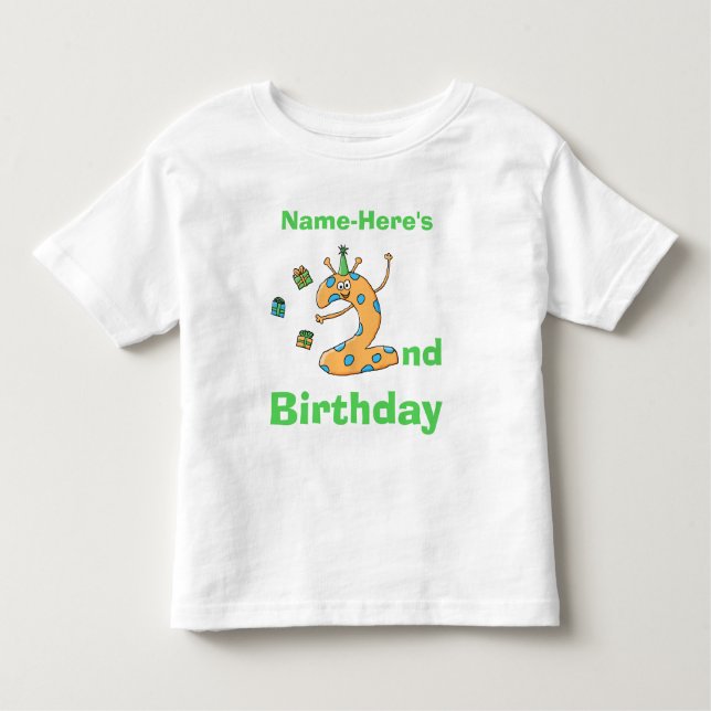 T-shirt Pour Les Tous Petits 2ème bande dessinée d'anniversaire. Nom fait sur (Devant)