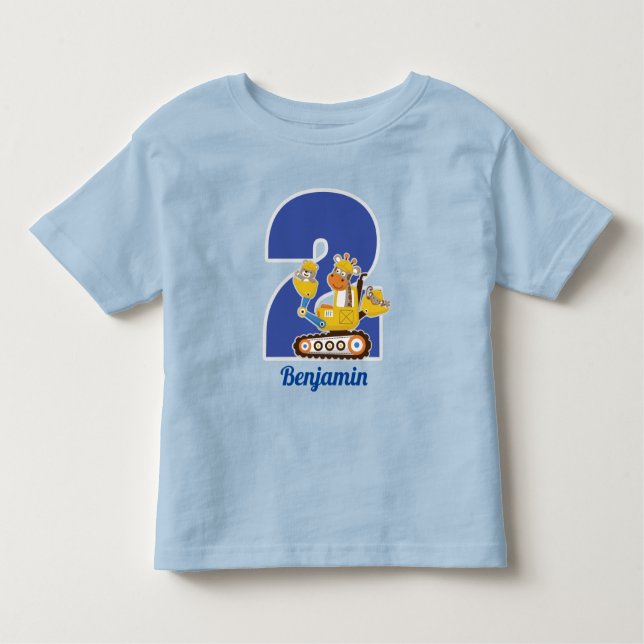 T-shirt Pour Les Tous Petits 2ème Camion de construction d'anniversaire (Devant)