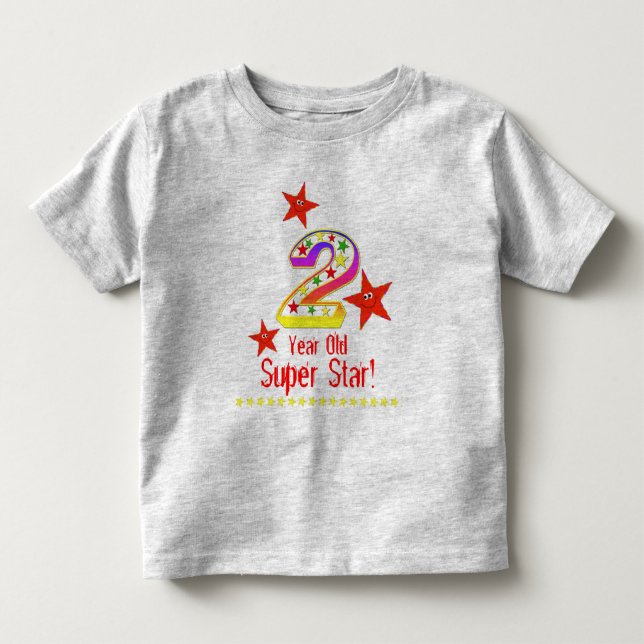 T-shirt Pour Les Tous Petits 2ème chemise d'anniversaire d'étoile superbe pour (Devant)