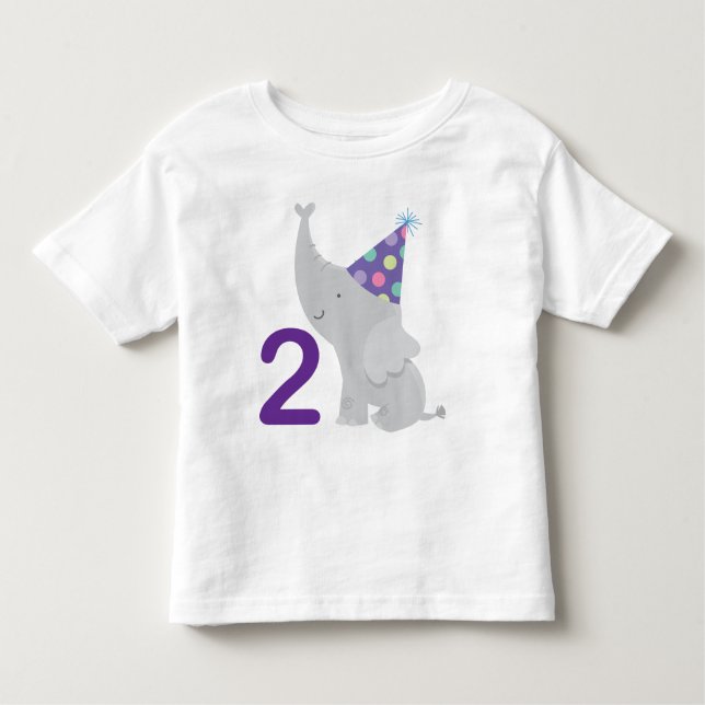 T-shirt Pour Les Tous Petits 2ème Éléphant d'anniversaire (Devant)