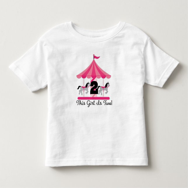 T-shirt Pour Les Tous Petits 2ème Les filles de carrousel d'anniversaire ont (Devant)