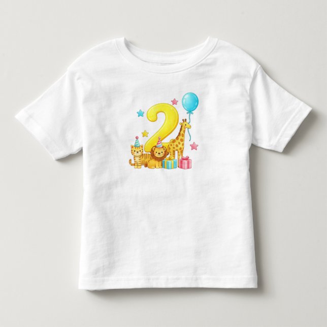 T-shirt Pour Les Tous Petits 2nd Birthday Jungle Animals" (Devant)
