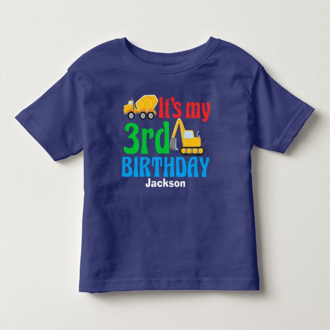 T-shirt Pour Les Tous Petits 3e anniversaire Enfants Construction Véhicule Part (Devant)