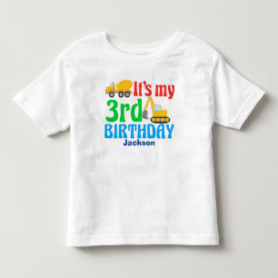 T-shirt Pour Les Tous Petits 3e anniversaire Enfants Construction Véhicule Part