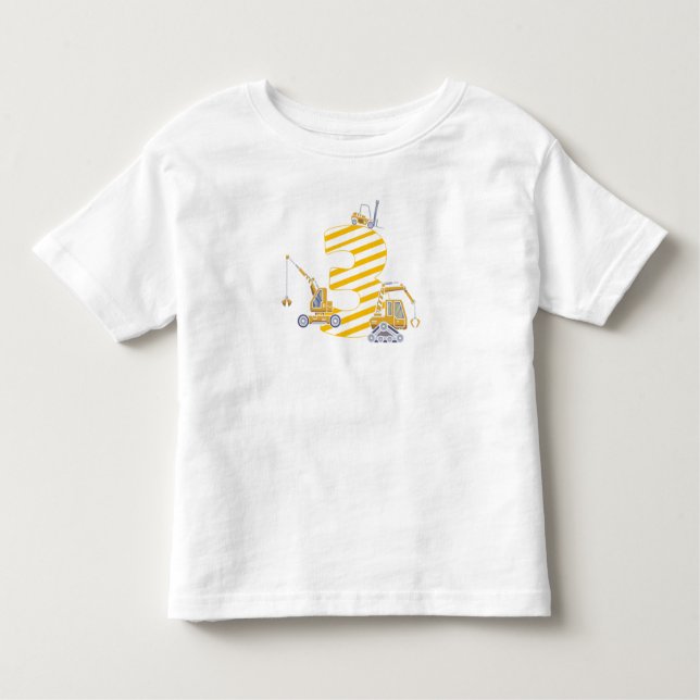 T-shirt Pour Les Tous Petits 3e anniversaire Grue de chantier de construction 3 (Devant)