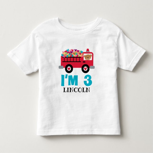 T-shirt Pour Les Tous Petits 3e anniversaire Im 3 Camion d'incendie (Devant)