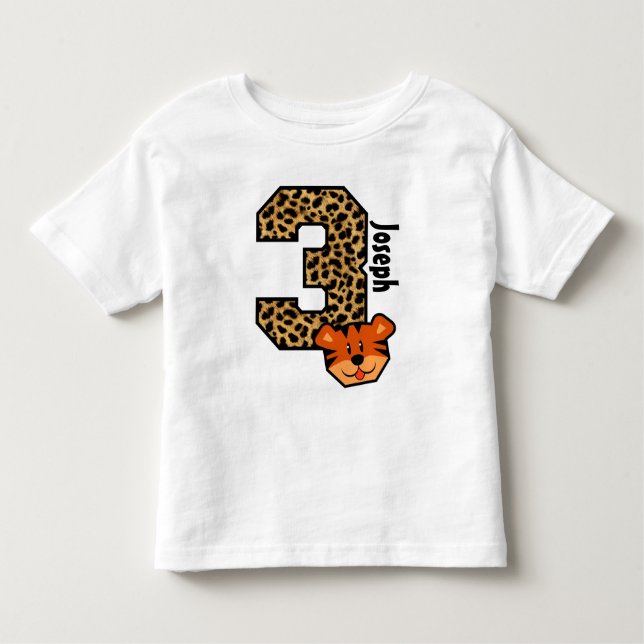 T-shirt Pour Les Tous Petits 3ème Anniversaire Camo et tigre trois ans (Devant)