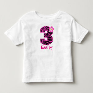 T-shirt Pour Les Tous Petits 3ème anniversaire fille rose chaud et noir motif Z