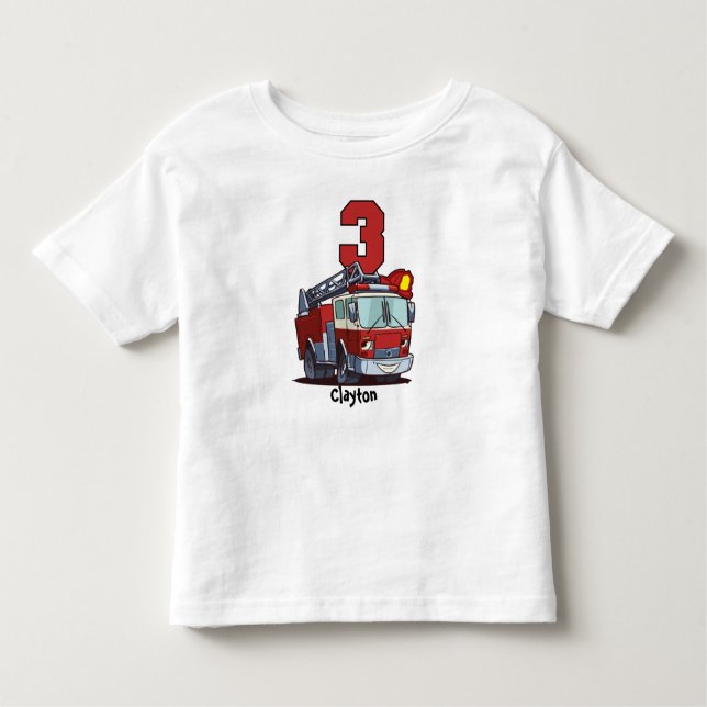 T-shirt Pour Les Tous Petits 3ème Camion de pompiers d'anniversaire (Devant)