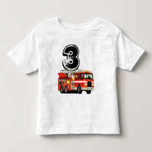 T-shirt Pour Les Tous Petits 3ème camion de pompiers de rouge de l'anniversair