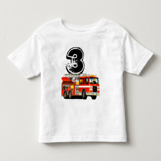 T-shirt Pour Les Tous Petits 3ème camion de pompiers de rouge de l'anniversaire