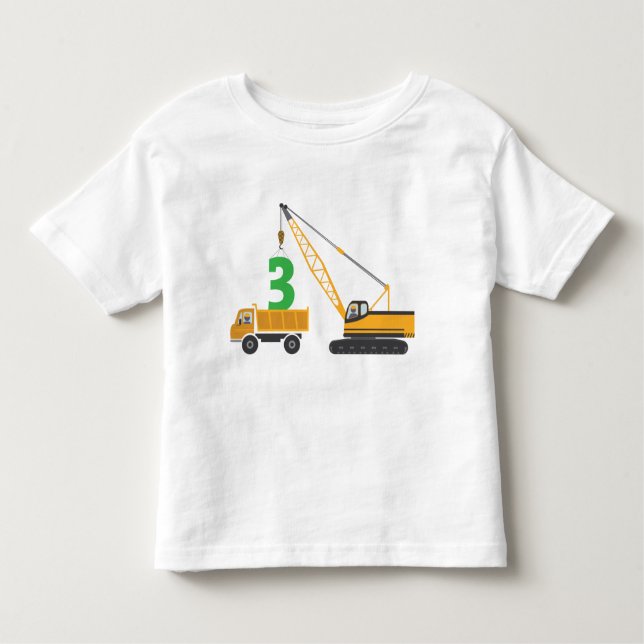 T-shirt Pour Les Tous Petits 3ème Pièce en t de construction d'anniversaire (Devant)