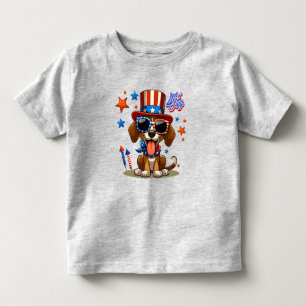 T-shirt Pour Les Tous Petits 4 juillet chien/chiot mignon, patriotique