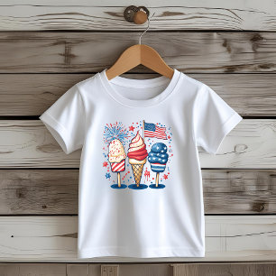T-shirt Pour Les Tous Petits 4 juillet Crème glacée USA Drapeau Kids Tee