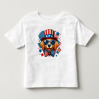 T-shirt Pour Les Tous Petits 4 juillet USA chien patriotique Jour de l'indépend