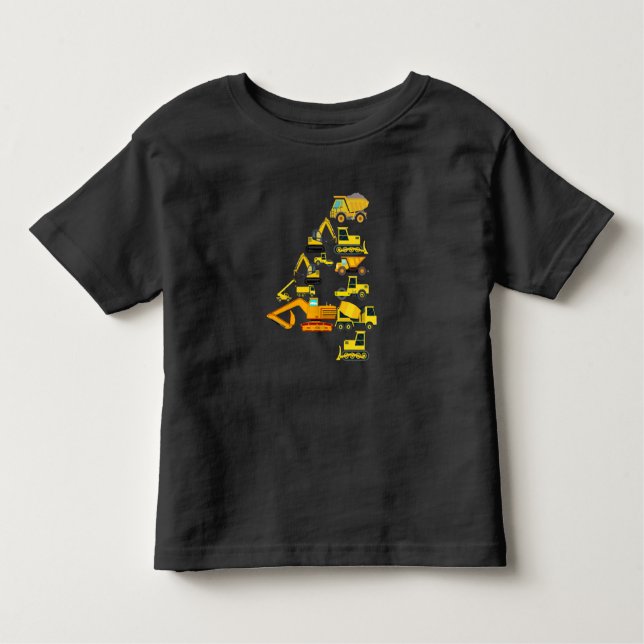 T-shirt Pour Les Tous Petits 4e anniversaire Construction Camion 4 ans Garçon e (Devant)