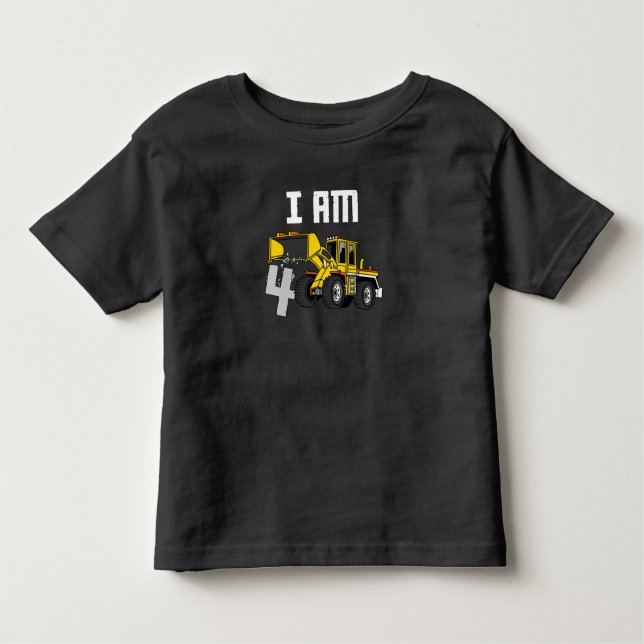 T-shirt Pour Les Tous Petits 4e anniversaire Construction d'un excavateur de 4  (Devant)
