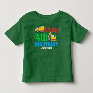 T-shirt Pour Les Tous Petits 4e anniversaire Enfants Construction Véhicule Part