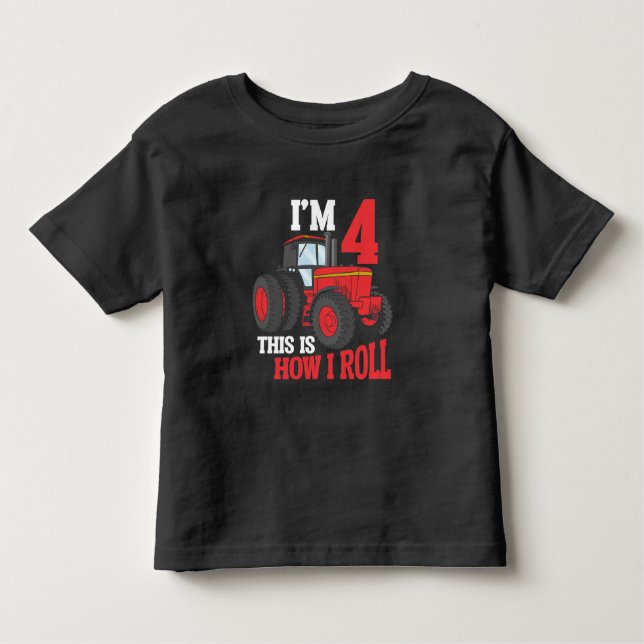 T-shirt Pour Les Tous Petits 4e anniversaire Tracteur amoureux Enfant 4 ans Agr (Devant)