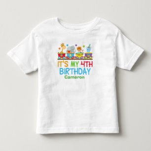 T-shirt Pour Les Tous Petits 4ème anniversaire de cirque de train fait sur