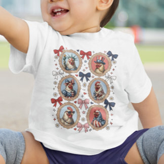T-shirt Pour Les Tous Petits 4th July 2026 | Vintage Patriotic Animal