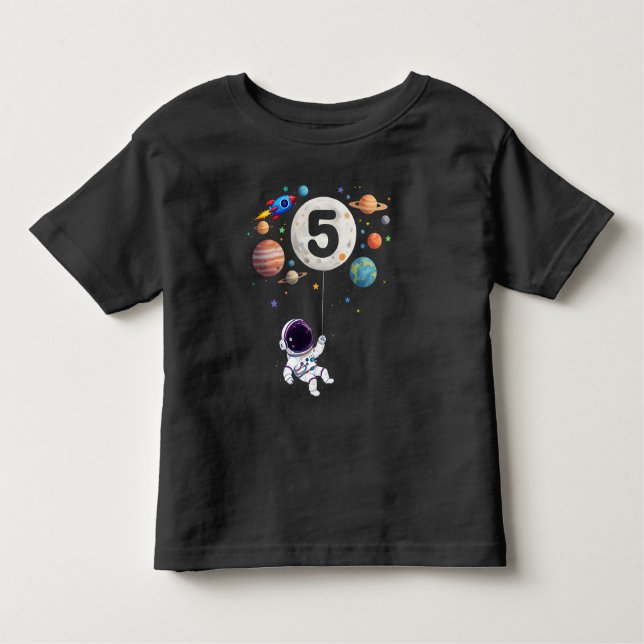 T-shirt Pour Les Tous Petits 5 ans Anniversaire Planètes Astronaut 5e Anniversa (Devant)